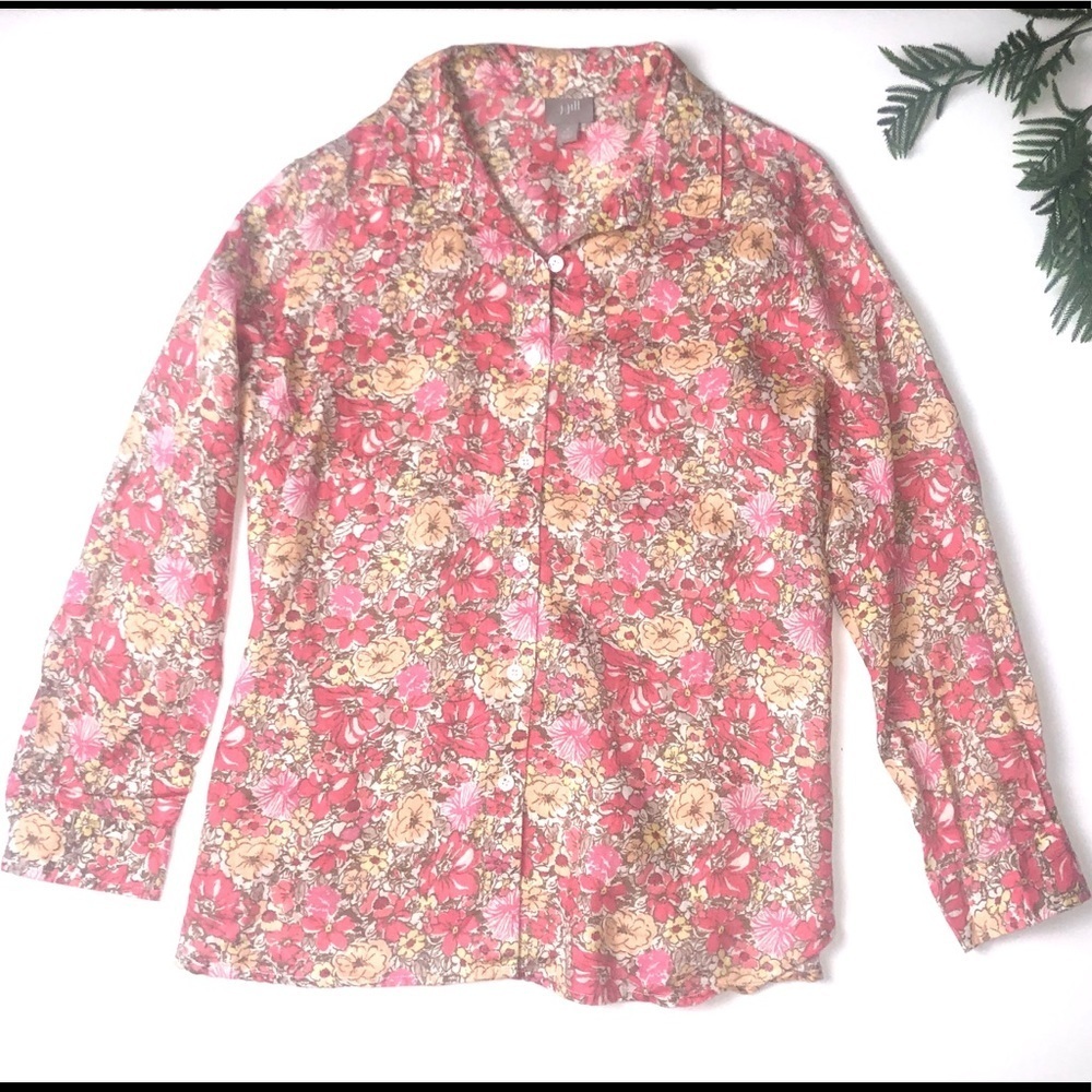 J.Jill floral blouse 100% linen